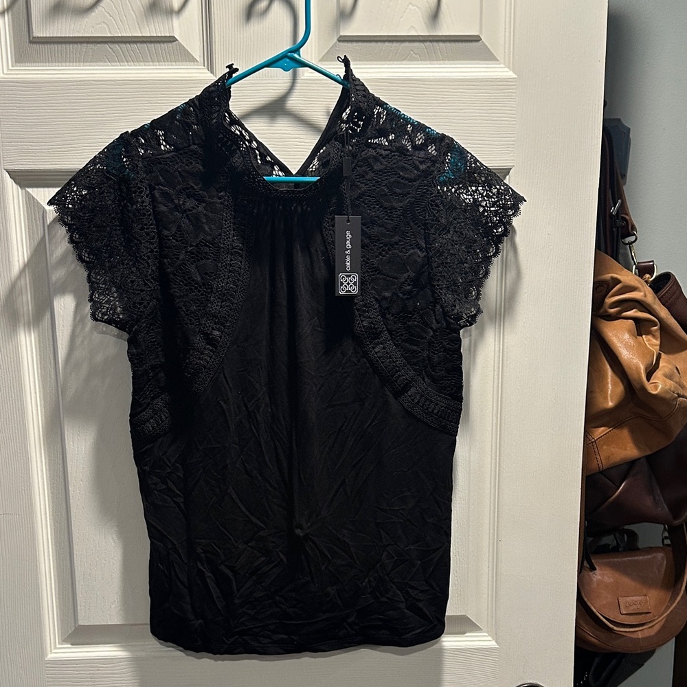 Cable & Gauge Black Lace Blouse